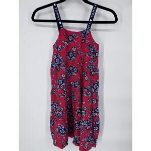 Tommy Hilfiger Girls Red Blue Floral Sundress Size 8 100% Viscose Adjustable